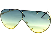 Oversized Classic Vintage Retro Shield Style SUNGLASSES Large Gold Frame E0647