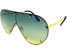 Oversized Classic Vintage Retro Shield Style SUNGLASSES Large Gold Frame E0647