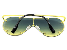 Oversized Classic Vintage Retro Shield Style SUNGLASSES Large Gold Frame E0647