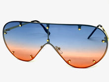 Oversized Classic Vintage Retro Shield Style SUNGLASSES Large Gold Frame E0647