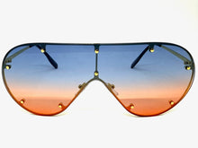Oversized Classic Vintage Retro Shield Style SUNGLASSES Large Gold Frame E0647