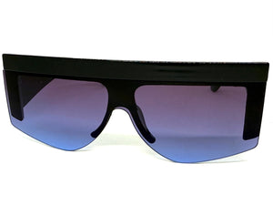 Oversized Classic Modern Retro Shield Style SUNGLASSES Large Thick Black Frame 9099