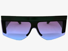 Oversized Classic Modern Retro Shield Style SUNGLASSES Large Thick Black Frame 9099