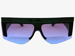 Oversized Classic Modern Retro Shield Style SUNGLASSES Large Thick Black Frame 9099