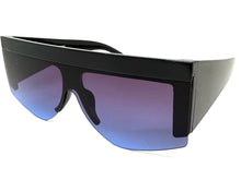Oversized Classic Modern Retro Shield Style SUNGLASSES Large Thick Black Frame 9099