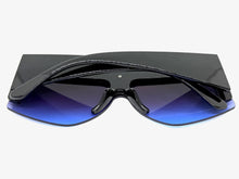 Oversized Classic Modern Retro Shield Style SUNGLASSES Large Thick Black Frame 9099