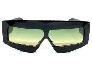 Oversized Modern Retro Shield Style SUNGLASSES Large Black Frame 2131