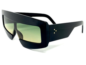 Oversized Modern Retro Shield Style SUNGLASSES Large Black Frame 2131