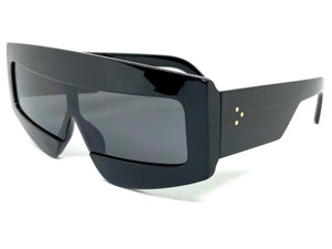 Oversized Modern Retro Shield Style SUNGLASSES Large Black Frame 2131