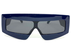 Oversized Modern Retro Shield Style SUNGLASSES Large Blue Frame 2131