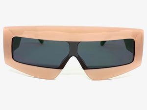 Oversized Modern Retro Shield Style SUNGLASSES Large Pink & Green Frame 2131