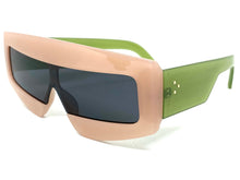 Oversized Modern Retro Shield Style SUNGLASSES Large Pink & Green Frame 2131