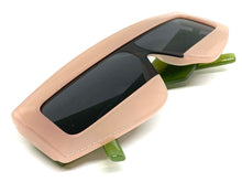Oversized Modern Retro Shield Style SUNGLASSES Large Pink & Green Frame 2131