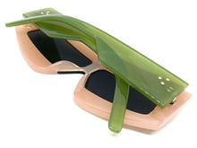 Oversized Modern Retro Shield Style SUNGLASSES Large Pink & Green Frame 2131