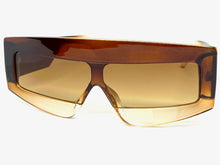 Oversized Modern Retro Shield Style SUNGLASSES Large Brown Frame 2131