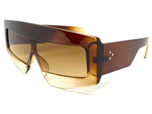 Oversized Modern Retro Shield Style SUNGLASSES Large Brown Frame 2131