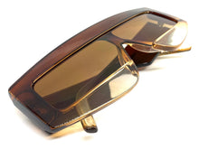 Oversized Modern Retro Shield Style SUNGLASSES Large Brown Frame 2131