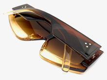 Oversized Modern Retro Shield Style SUNGLASSES Large Brown Frame 2131