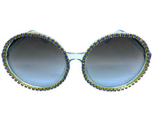 Oversized Exaggerated Vintage Retro Style SUNGLASSES X-Large Round Blue Frame 8326