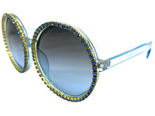 Oversized Exaggerated Vintage Retro Style SUNGLASSES X-Large Round Blue Frame 8326