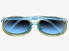 Oversized Exaggerated Vintage Retro Style SUNGLASSES X-Large Round Blue Frame 8326
