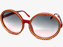 Oversized Exaggerated Vintage Retro Style SUNGLASSES X-Large Round Red Frame 8326