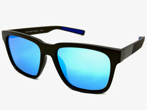 Classic Sporty Driving Fishing POLARIZED SUNGLASSES Large Black Frame - Blue Lens 9086