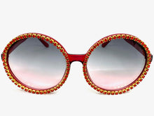 Oversized Exaggerated Vintage Retro Style SUNGLASSES X-Large Round Red Frame 8326