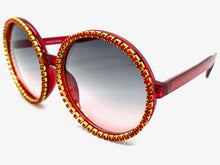 Oversized Exaggerated Vintage Retro Style SUNGLASSES X-Large Round Red Frame 8326