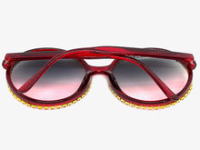 Oversized Exaggerated Vintage Retro Style SUNGLASSES X-Large Round Red Frame 8326