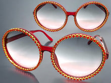 Oversized Exaggerated Vintage Retro Style SUNGLASSES X-Large Round Red Frame 8326