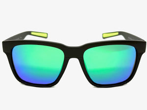 Classic Sporty Driving Fishing POLARIZED SUNGLASSES Large Black Frame - Green Lens 9086