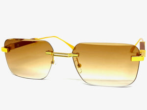 Classy Elegant Luxury Modern Designer Style SUNGLASSES Gold Rimless Frame 2087