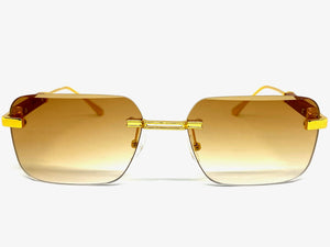 Classy Elegant Luxury Modern Designer Style SUNGLASSES Gold Rimless Frame 2087