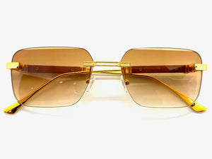 Classy Elegant Luxury Modern Designer Style SUNGLASSES Gold Rimless Frame 2087