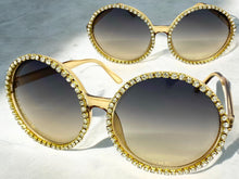 Oversized Exaggerated Vintage Retro Style SUNGLASSES X-Large Round Tan Frame 8326