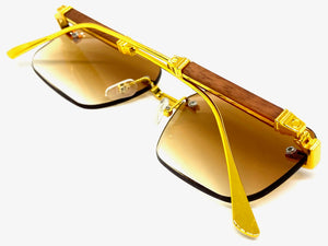 Classy Elegant Luxury Modern Designer Style SUNGLASSES Gold Rimless Frame 2087