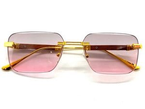 Classy Elegant Luxury Modern Designer Style SUNGLASSES Gold Rimless Frame 2087