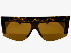 Oversized Classic Modern Retro Shield Style SUNGLASSES Large Thick Tortoise Frame 9099