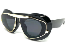 Exaggerated Classic Vintage Retro Style SUNGLASSES Funky Black & Gold Frame 3022