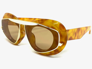 Exaggerated Classic Vintage Retro Style SUNGLASSES Funky Tortoise & Gold Frame 3022