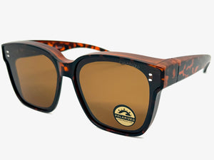 Classic Stylish Vintage Retro Style Fit Over RX SUNGLASSES Brown Polarized Lens 1031