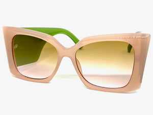 Oversized Exaggerated Retro Cat Eye Style SUNGLASSES Super Thick Pink & Green Frame 2147