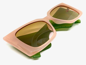 Oversized Exaggerated Retro Cat Eye Style SUNGLASSES Super Thick Pink & Green Frame 2147