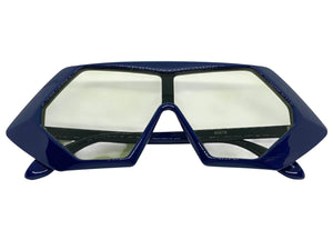 Exaggerated Modern Retro Futuristic Style SUNGLASSES Funky Blue Frame 80678