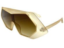 Exaggerated Modern Retro Futuristic Style SUNGLASSES Funky Tan Frame 80678