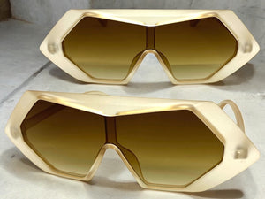 Exaggerated Modern Retro Futuristic Style SUNGLASSES Funky Tan Frame 80678