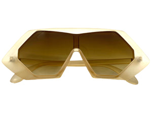 Exaggerated Modern Retro Futuristic Style SUNGLASSES Funky Tan Frame 80678