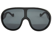 Oversized Exaggerated Vintage Retro Shield Style SUNGLASSES X-Large Black Frame - Dark Lens 58843