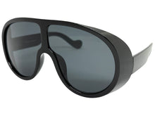 Oversized Exaggerated Vintage Retro Shield Style SUNGLASSES X-Large Black Frame - Dark Lens 58843
